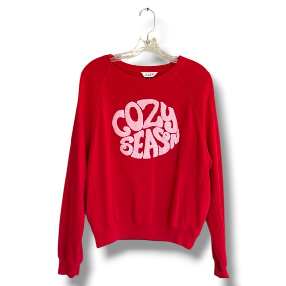 J Crew Cozy Season Red Pullover Sweatshirt Size Small - Picture 2 of 13
